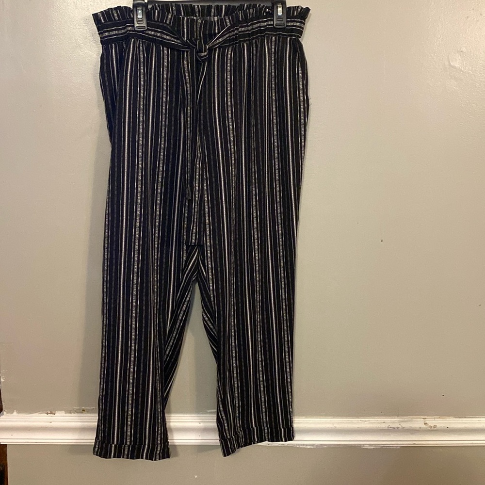 Black with white stripes casual pants
